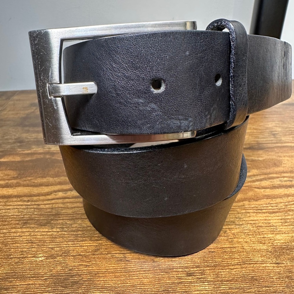 Garuglieri Mens Black Genuine Leather Belt Made in Italy Size 38 Style 2403